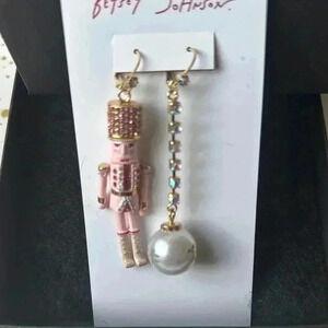 New Betsey Johnson Pink Nutcracker Earrings
